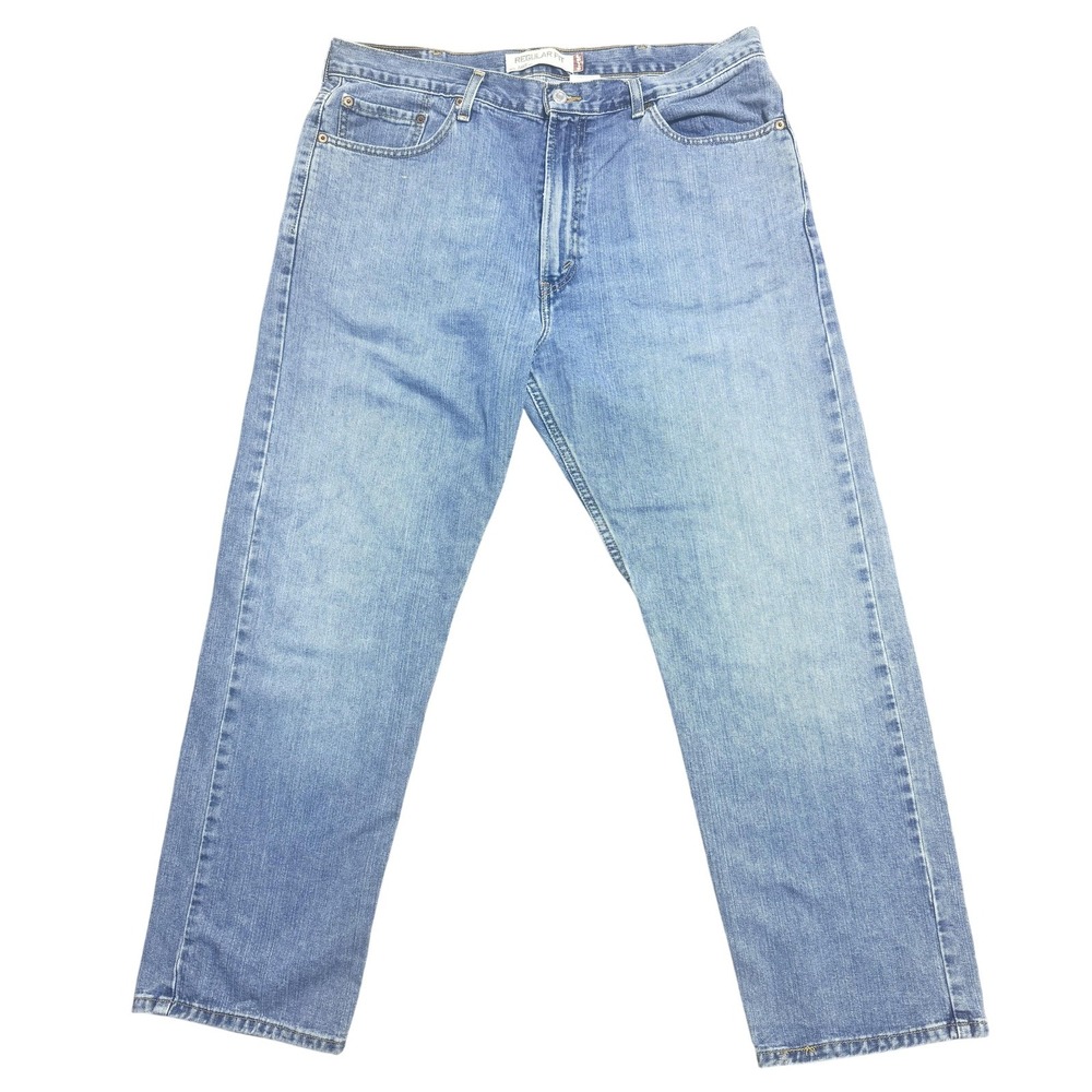 Levis 505 Jeans Mens 38x30 Light Wash Blue Regular Fit Zip Fly Straight Leg